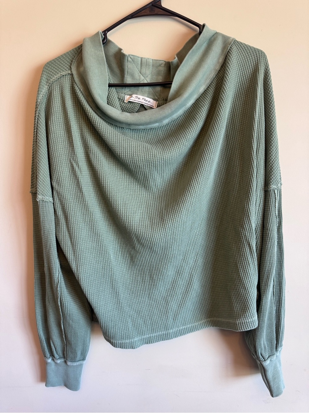 Free People We The Free Sage Green Ribbed Sweater